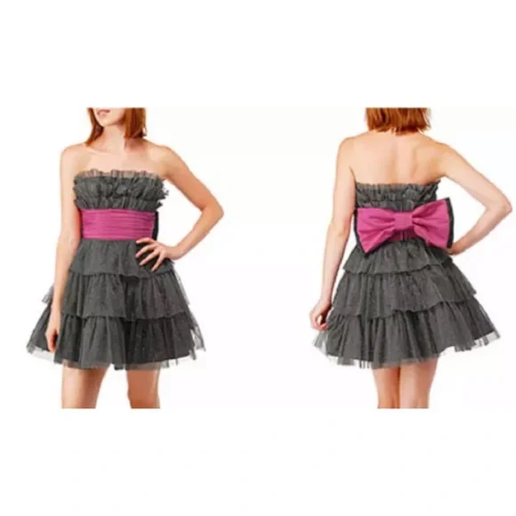 Vintage Betsey Johnson 90 2000 y2K ruffle glitter silk Full Tiered cupcake dress - Picture 5 of 17